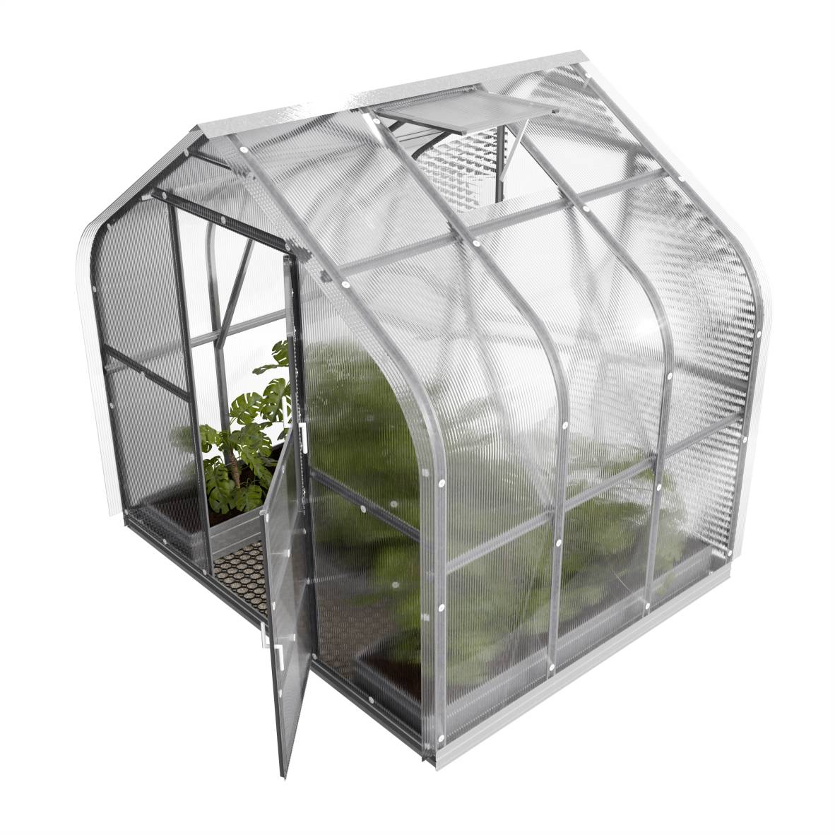 KLASIKA GREENHOUSES - Serre KLASIKA Standard 5m2, 2,5m x 2m, 6 mm avec revêtement en polycarbonate (Avec 1 toit ouvrant automatique) - Image 6