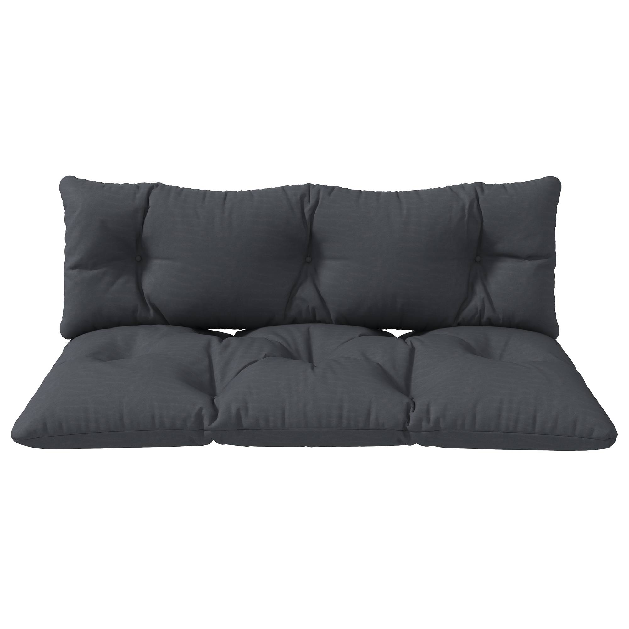 Ensemble de 2 coussins d'extérieur pour banquette 1 coussin d'assise et 1 coussins de dossier polyester hydrofuge gris - Image 10