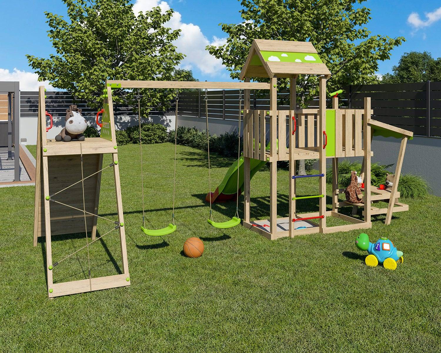 Aire de jeux bois 2,20 m ZESTY XPRESSION XL - 14 enfants - Image 4
