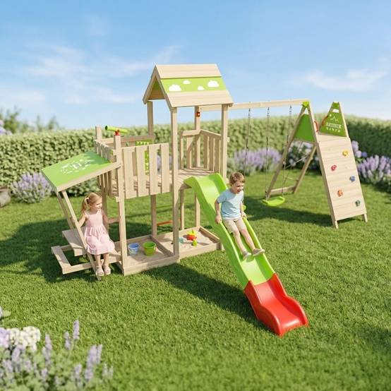 Aire de jeux bois 2,20 m ZESTY XPRESSION XL - 14 enfants - Image 2