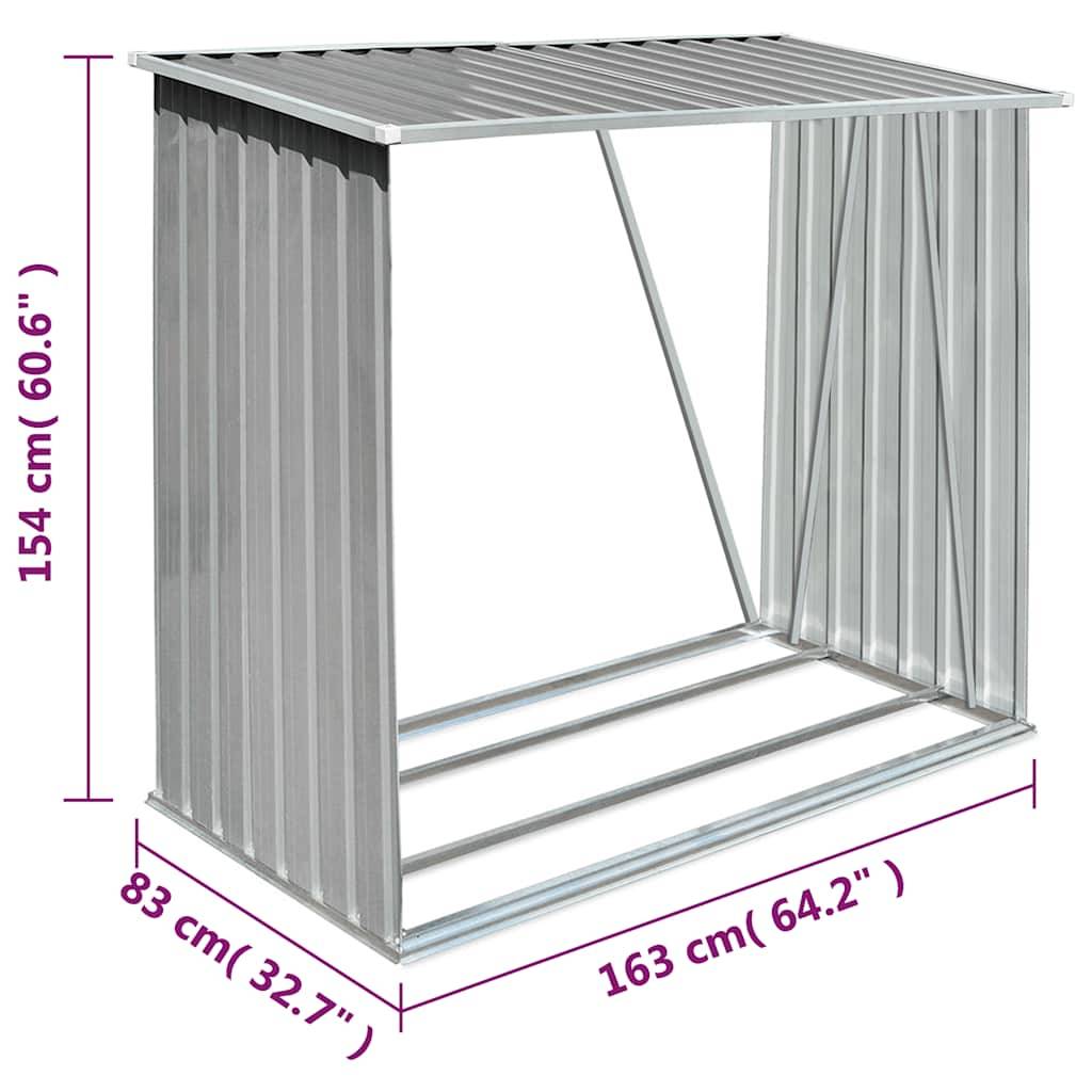 Range-bûches Acier Galvanisé 2m³ pour Jardin ou Terrasse 163x83x154 cm Gris - ComfortXL Outdoor Living - Image 7