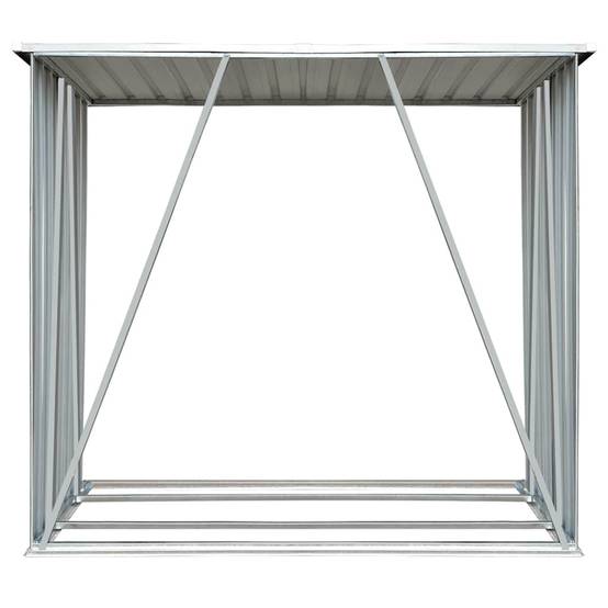 Range-bûches Acier Galvanisé 2m³ pour Jardin ou Terrasse 163x83x154 cm Gris - ComfortXL Outdoor Living - Image 4