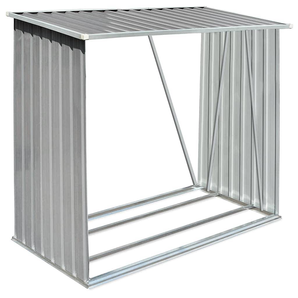 Range-bûches Acier Galvanisé 2m³ pour Jardin ou Terrasse 163x83x154 cm Gris - ComfortXL Outdoor Living - Image 2