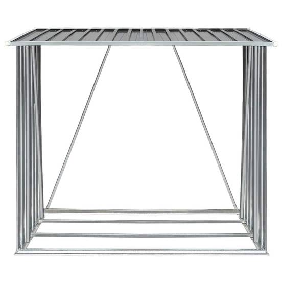 Range-bûches Acier Galvanisé 2m³ pour Jardin ou Terrasse 163x83x154 cm Gris - ComfortXL Outdoor Living - Image 3