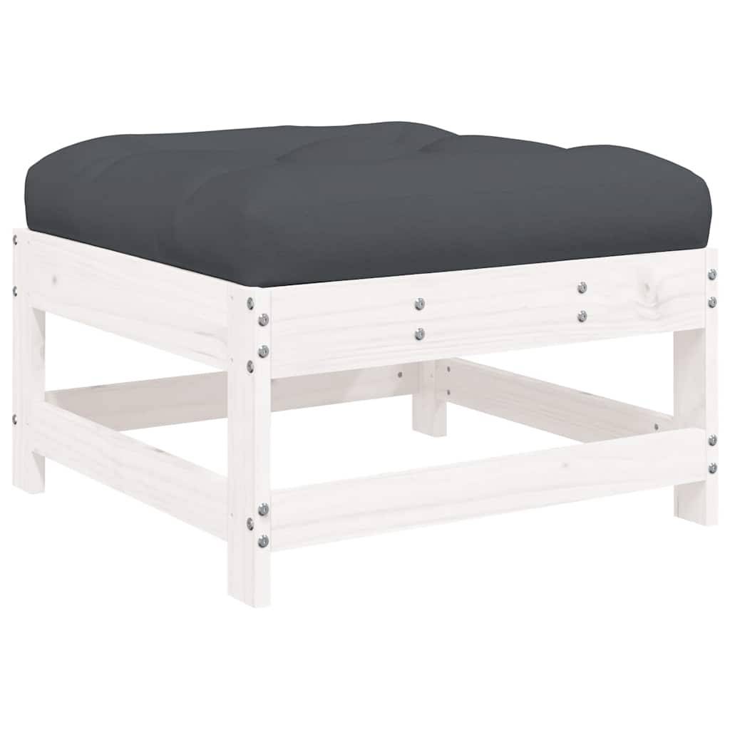 Vidaxl - Repose-pieds de jardin coussins lot de 2 blanc bois pin massif vidaXL 825584 - Image 5