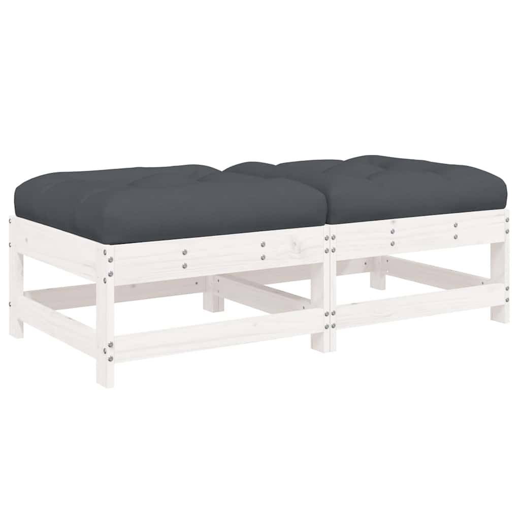 Vidaxl - Repose-pieds de jardin coussins lot de 2 blanc bois pin massif vidaXL 825584 - Image 2