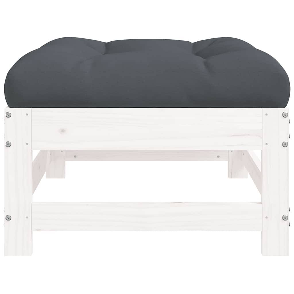 Vidaxl - Repose-pieds de jardin coussins lot de 2 blanc bois pin massif vidaXL 825584 - Image 8