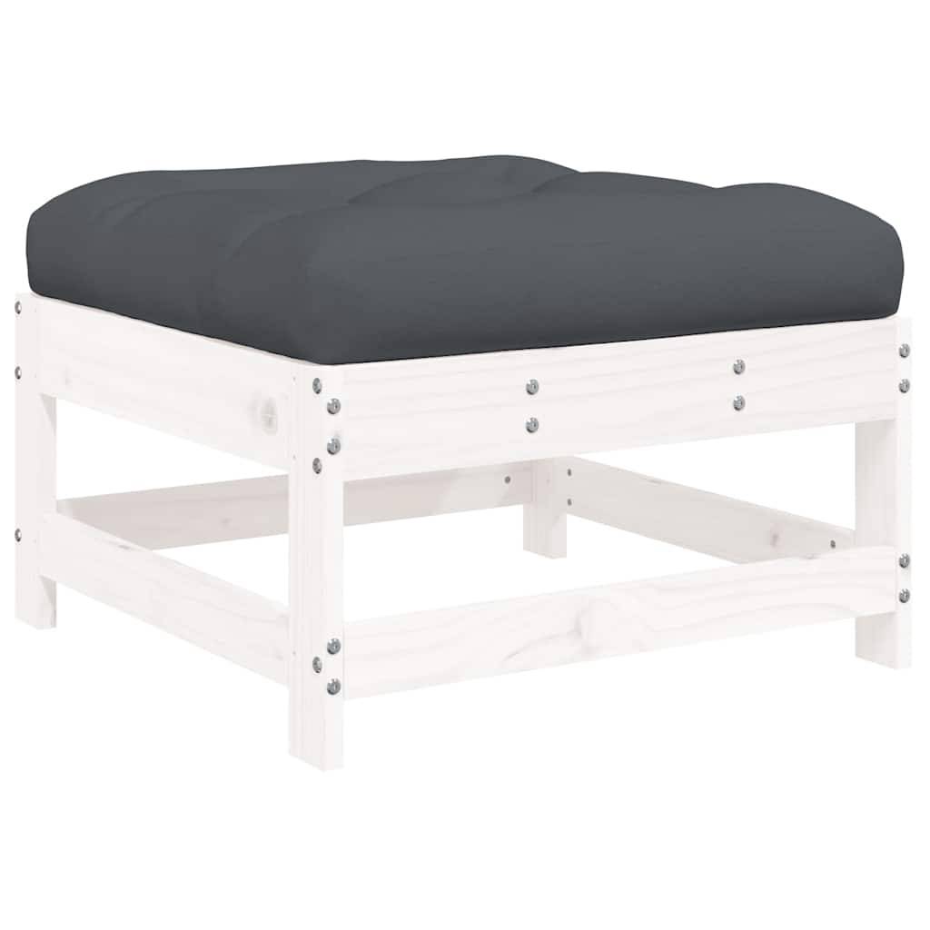 Vidaxl - Repose-pieds de jardin coussins lot de 2 blanc bois pin massif vidaXL 825584 - Image 7