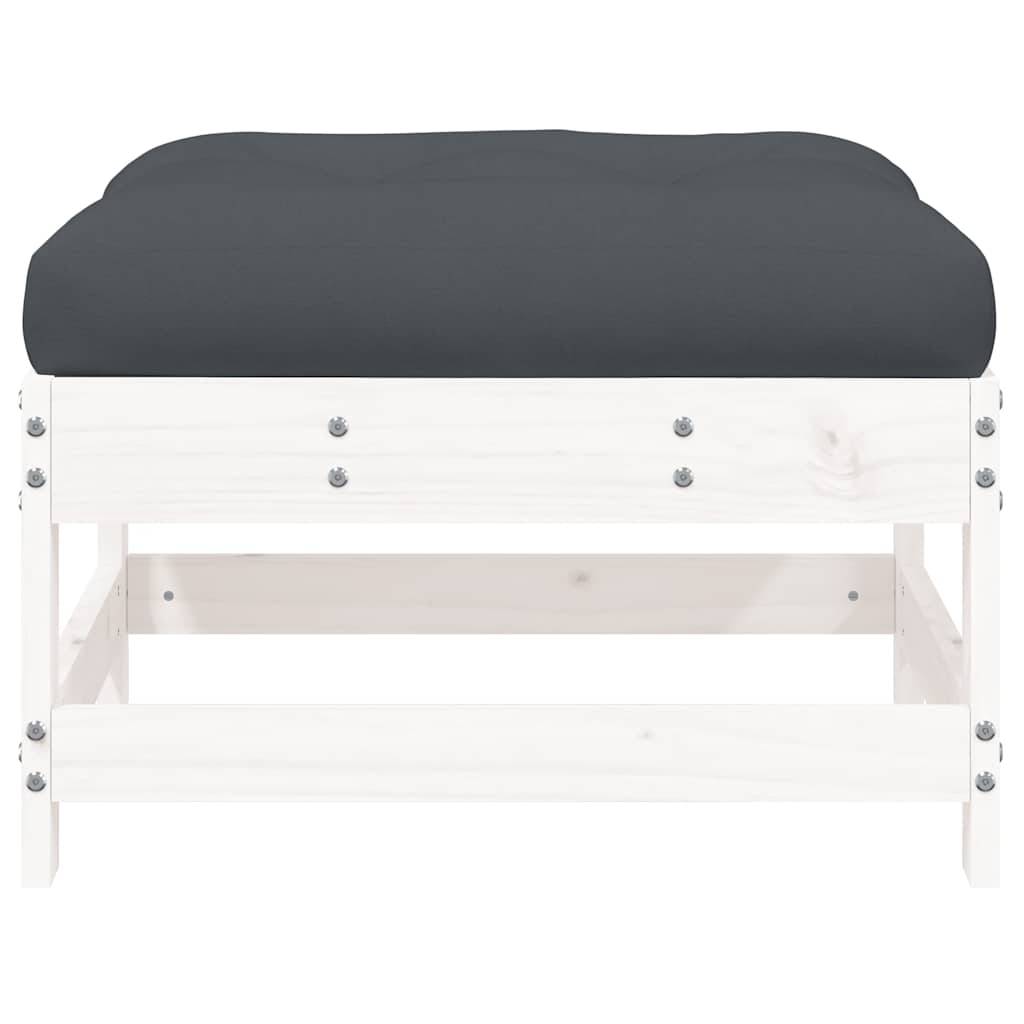 Vidaxl - Repose-pieds de jardin coussins lot de 2 blanc bois pin massif vidaXL 825584 - Image 6