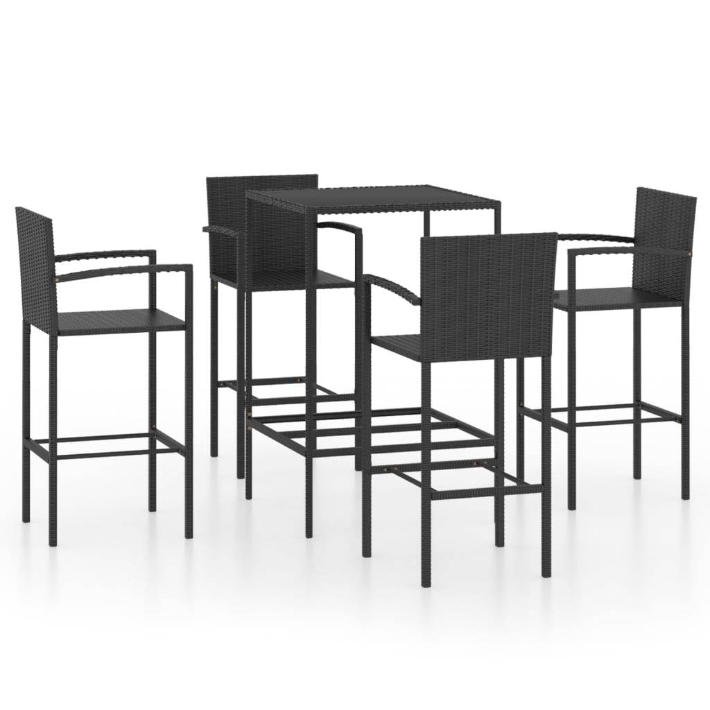 Helloshop26 - Ensemble de bar de jardin 5 pièces résine tressée noir - Image 1