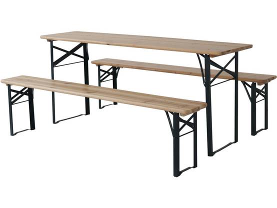 Table De Jardin Brasserie Pliante Avec 2 Bancs " Lisbonne " - 176 X 46 X 75 Cm - Marron -habitat Et Jardin - Image 1