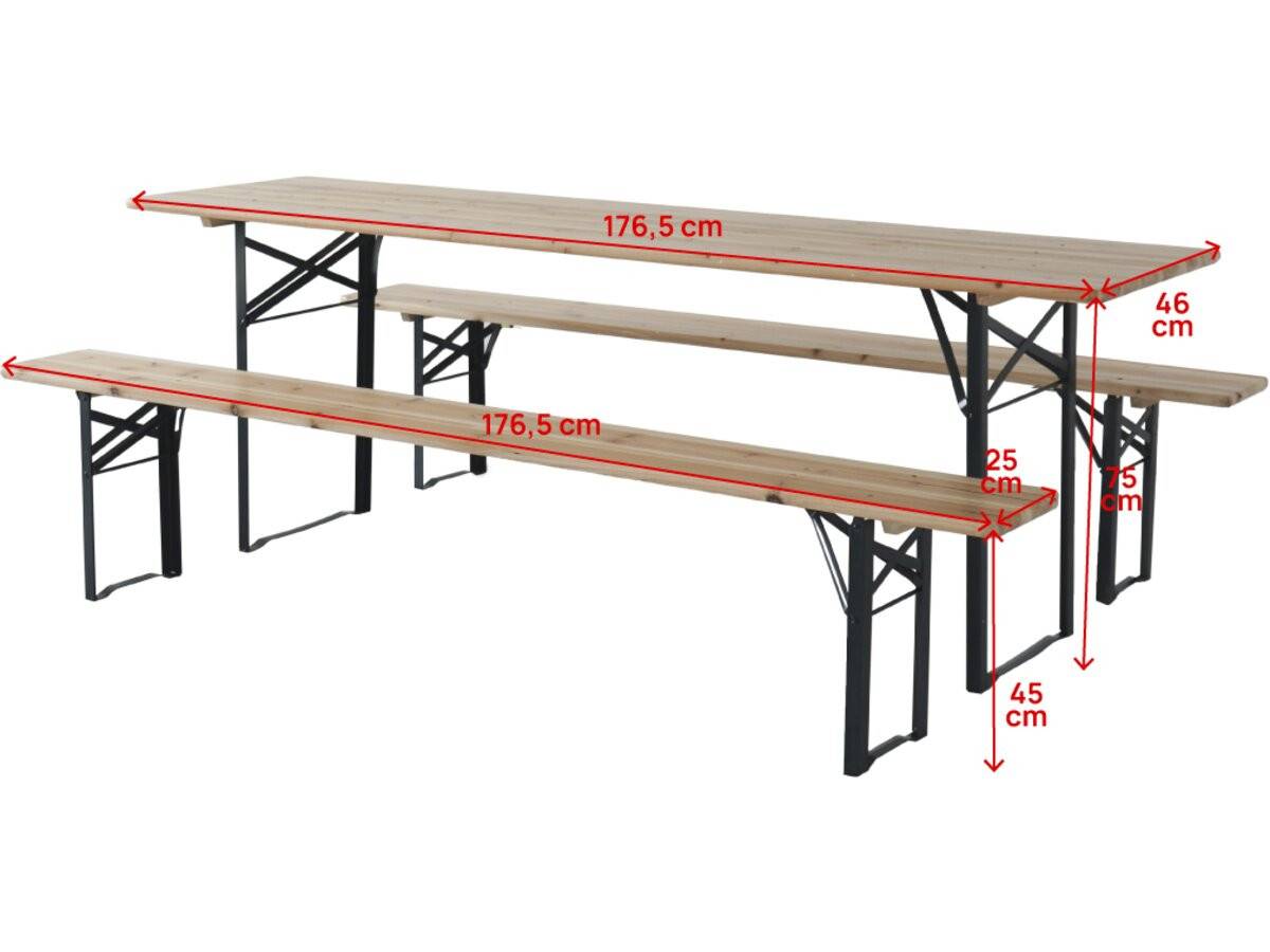 Table De Jardin Brasserie Pliante Avec 2 Bancs " Lisbonne " - 176 X 46 X 75 Cm -  Marron -habitat Et Jardin - Image 3