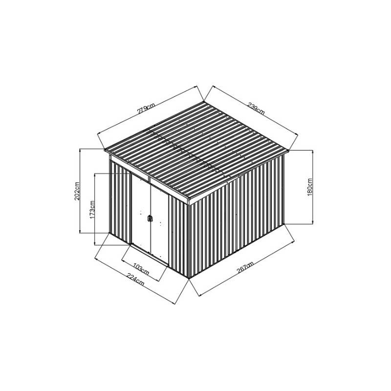 X-Metal - Abri de jardin métal 6,67m² anthracite avec fenêtres zénithales et kit d'ancrage X-Metal - Image 3