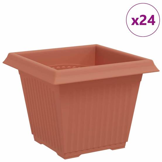 Pot de Fleurs Carré 24 pcs | Bac à fleurs Rouge brique 43 x 43 x 33.5 cm - Image 1