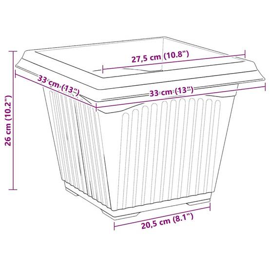 Pot de Fleurs Carré 24 pcs | Bac à fleurs Rouge brique 43 x 43 x 33.5 cm - Image 8