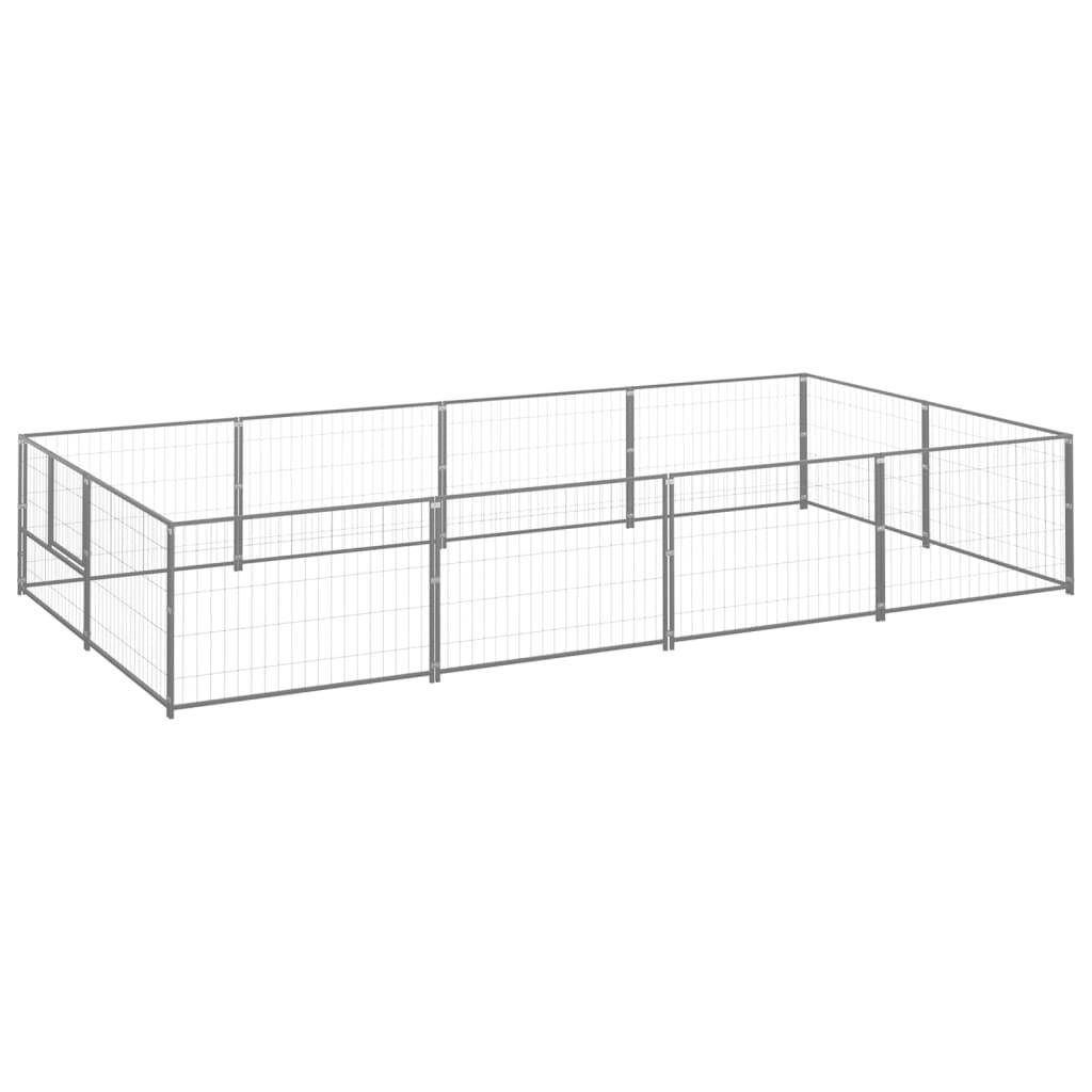 Helloshop26 - Chenil extérieur cage enclos parc animaux chien argenté 8 m² acier - Image 1