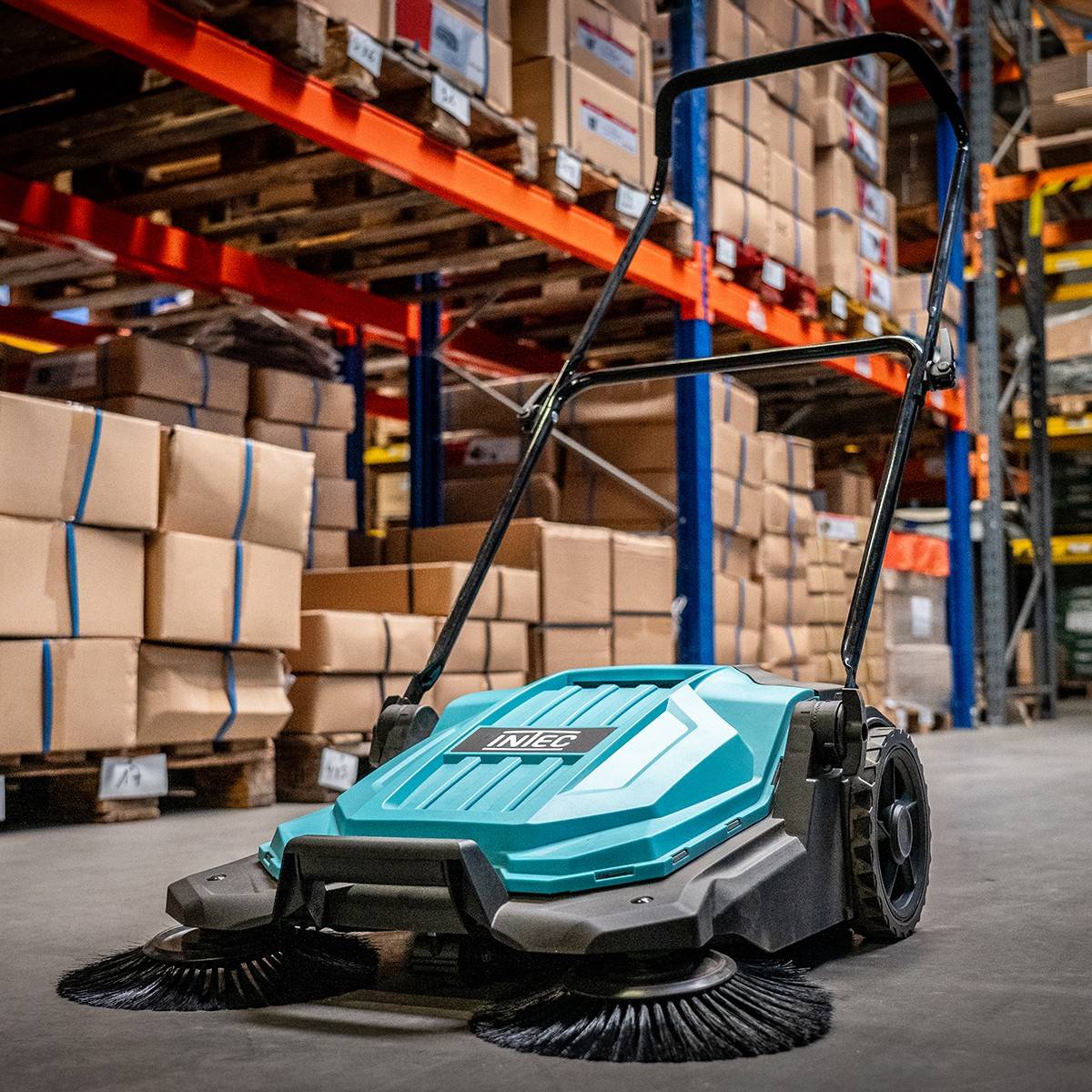 Balayeuse mécanique 2 brosses Ø27cm Balayeuse mécanique Feuilles Poussières Largeur de travail 650mm Bac 20L INTEC - Image 2
