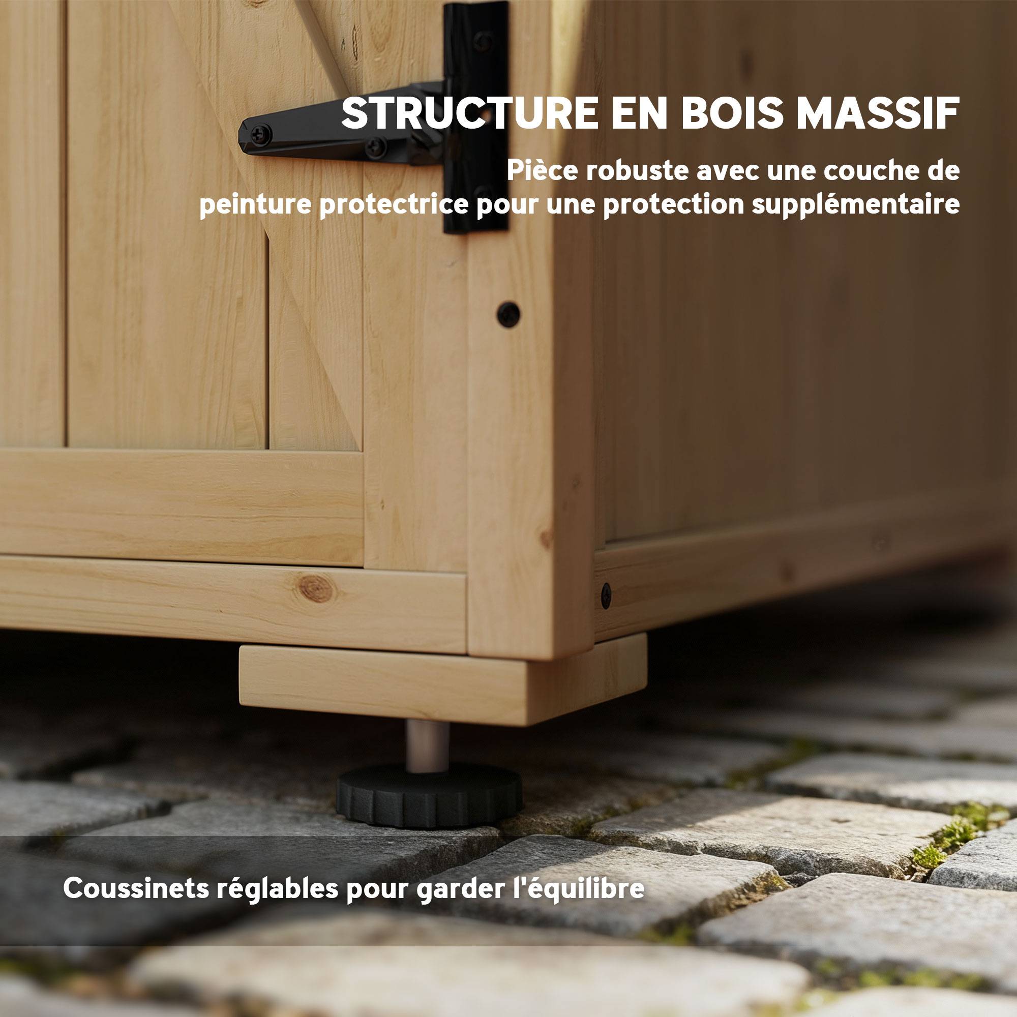 Outsunny - Armoire jardin 77,5L x 88P x 83/90H cm 2 portes étagères réglables toit bitumé étanche bois sapin pré-huilé - Outsunny - Image 7