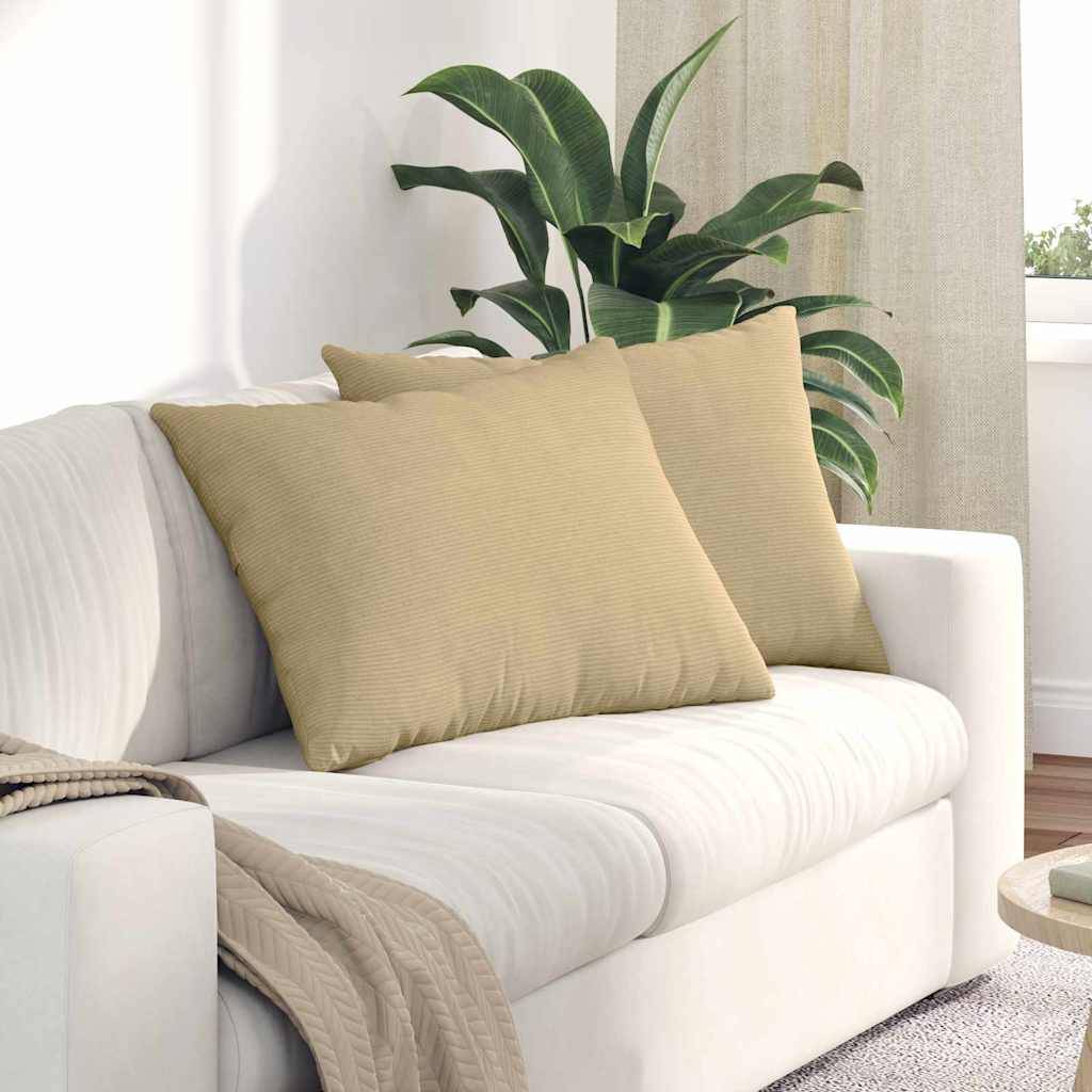 Coussins Décoratifs (Paire) Velours Côtelé Doux Housse Lavable pour Salon Vert Gris 70x50 cm – ComfortXL Outdoor Living - Image 1