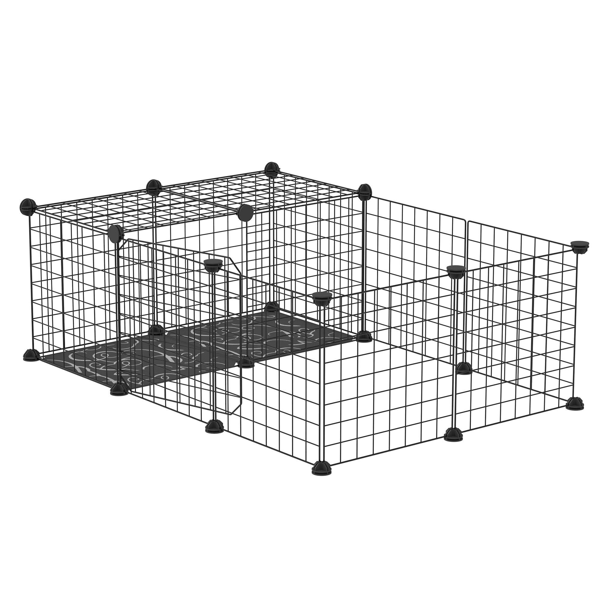 Enclos modulable en acier pour lapins et rongeurs parc de jeu intérieur 105x70x35 cm noir - ComfortXL Outdoor Living