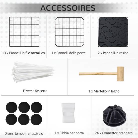 Enclos modulable en acier pour lapins et rongeurs parc de jeu intérieur 105x70x35 cm noir - ComfortXL Outdoor Living - Image 8