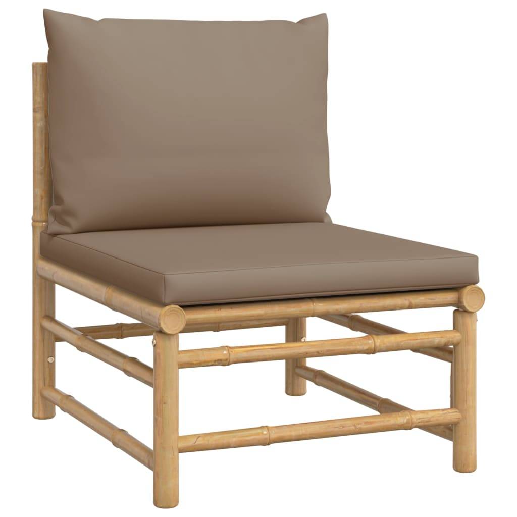 ComfortXL - Ensemble Canapé Jardin Bambou 3 pcs Coussins Taupe Sectionnel – ComfortXL Outdoor Living - Image 5