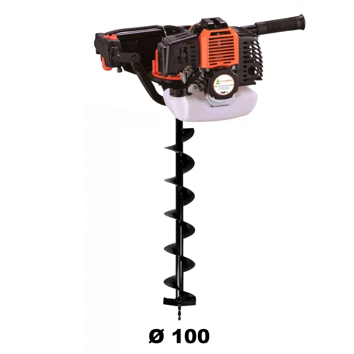 GT Garden Mèche 100 Mm Pour Tarière Thermique - Foret Hélice 80 Cm Avec Fixation