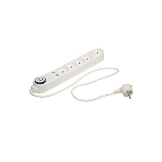 Multiprise 5 Prises "2 USB" 100cm Blanc - Image 1