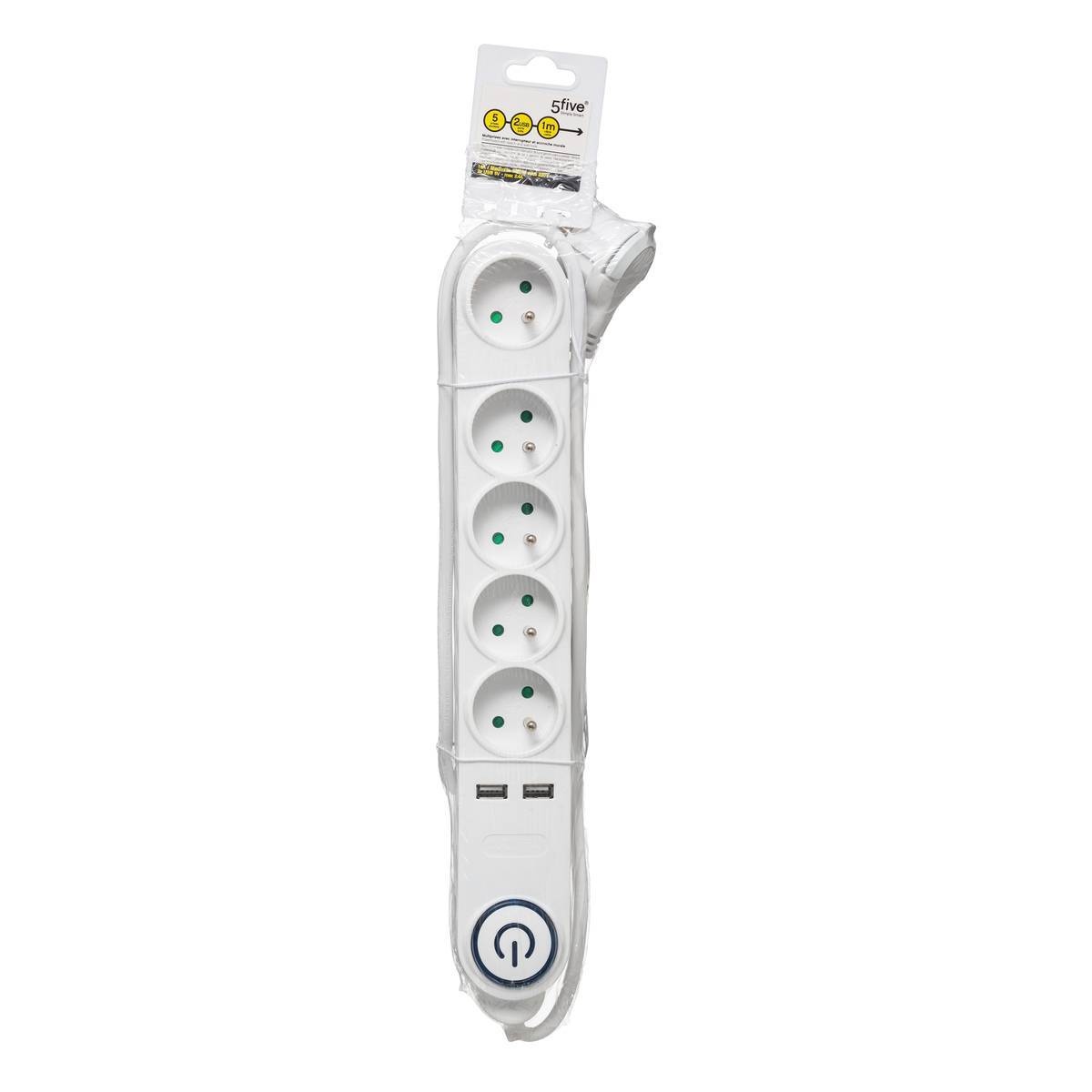 Multiprise 5 prises avec terre et 2 prises USB - 5five - Image 3
