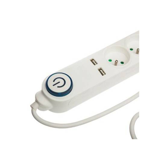 Multiprise 5 Prises "2 USB" 100cm Blanc - Image 2