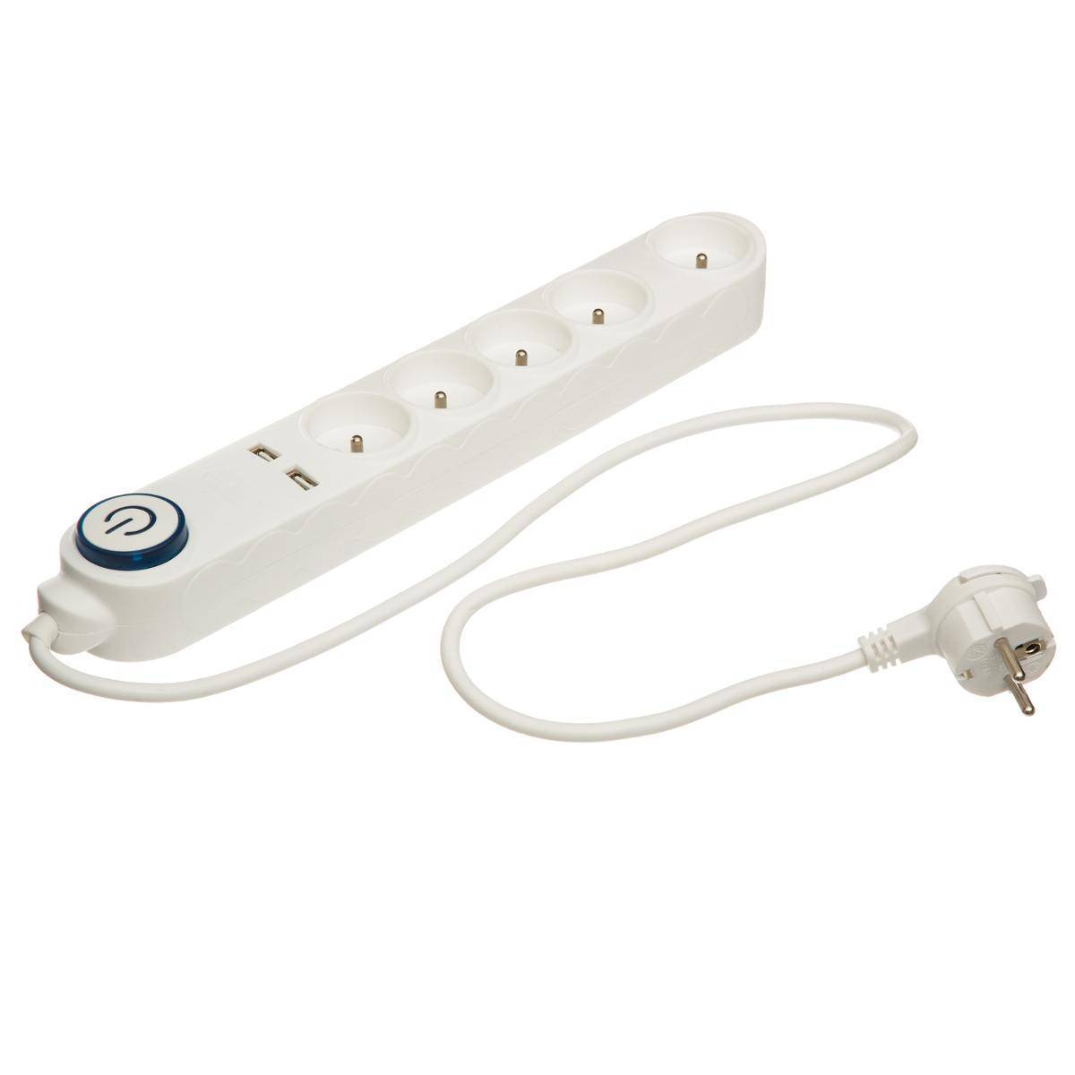 Multiprise 5 prises avec terre et 2 prises USB - 5five - Image 1