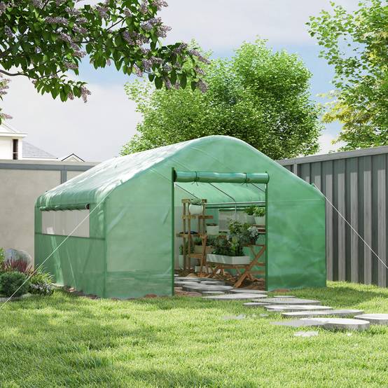 Serre Tunnel de Jardin 12m² Acier Galvanisé 6 Fenêtres Aération Optimale 4x3x2m Vert - ComfortXL Outdoor Living - Image 3