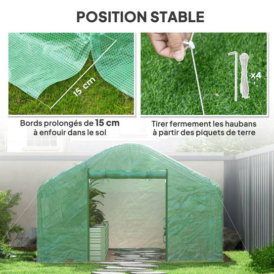 Serre Tunnel de Jardin 12m² Acier Galvanisé 6 Fenêtres Aération Optimale 4x3x2m Vert - ComfortXL Outdoor Living - Image 9