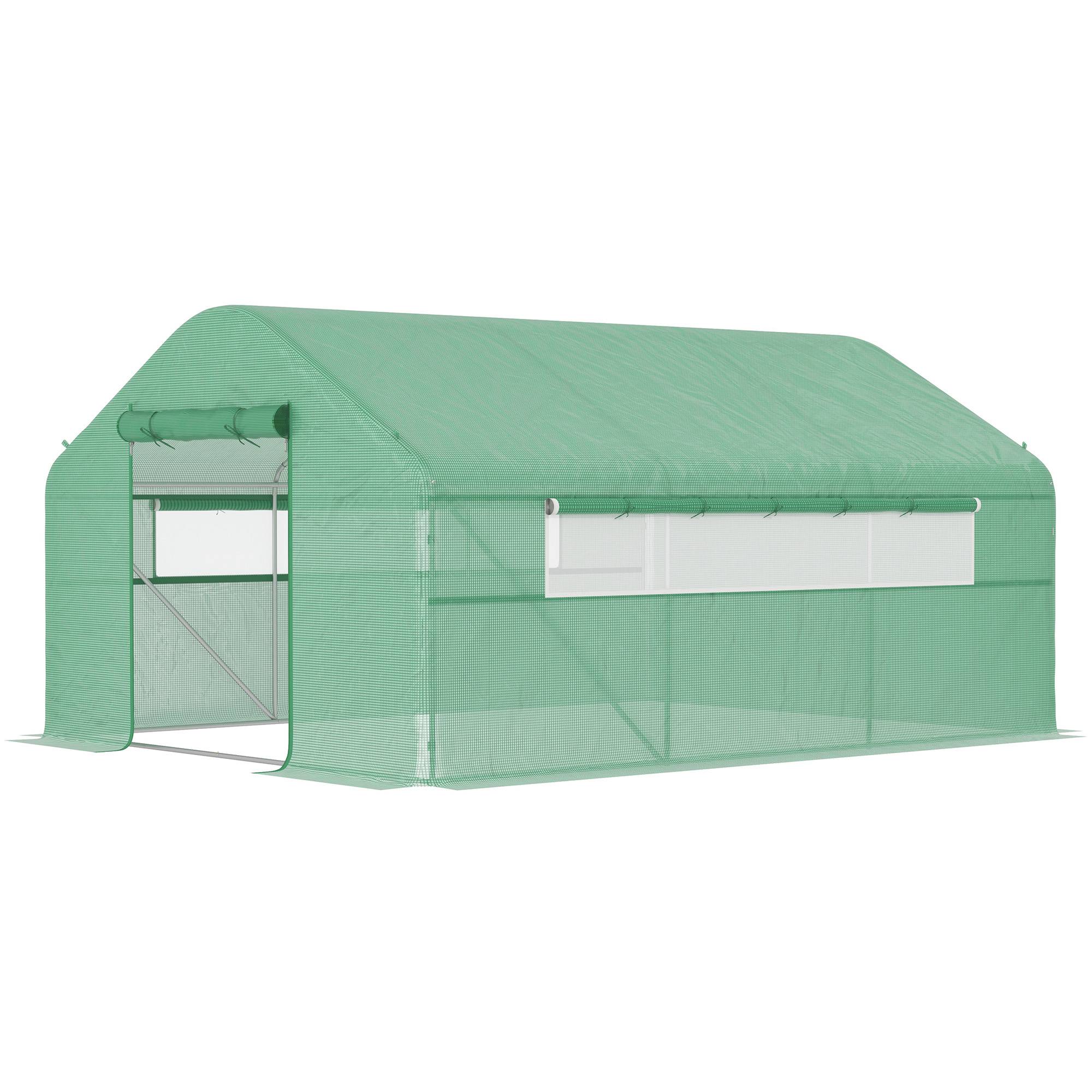 Serre Tunnel de Jardin 12m² Acier Galvanisé 6 Fenêtres Aération Optimale 4x3x2m Vert - ComfortXL Outdoor Living - Image 2