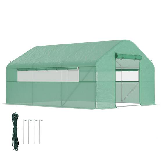 Serre Tunnel de Jardin 12m² Acier Galvanisé 6 Fenêtres Aération Optimale 4x3x2m Vert - ComfortXL Outdoor Living - Image 1
