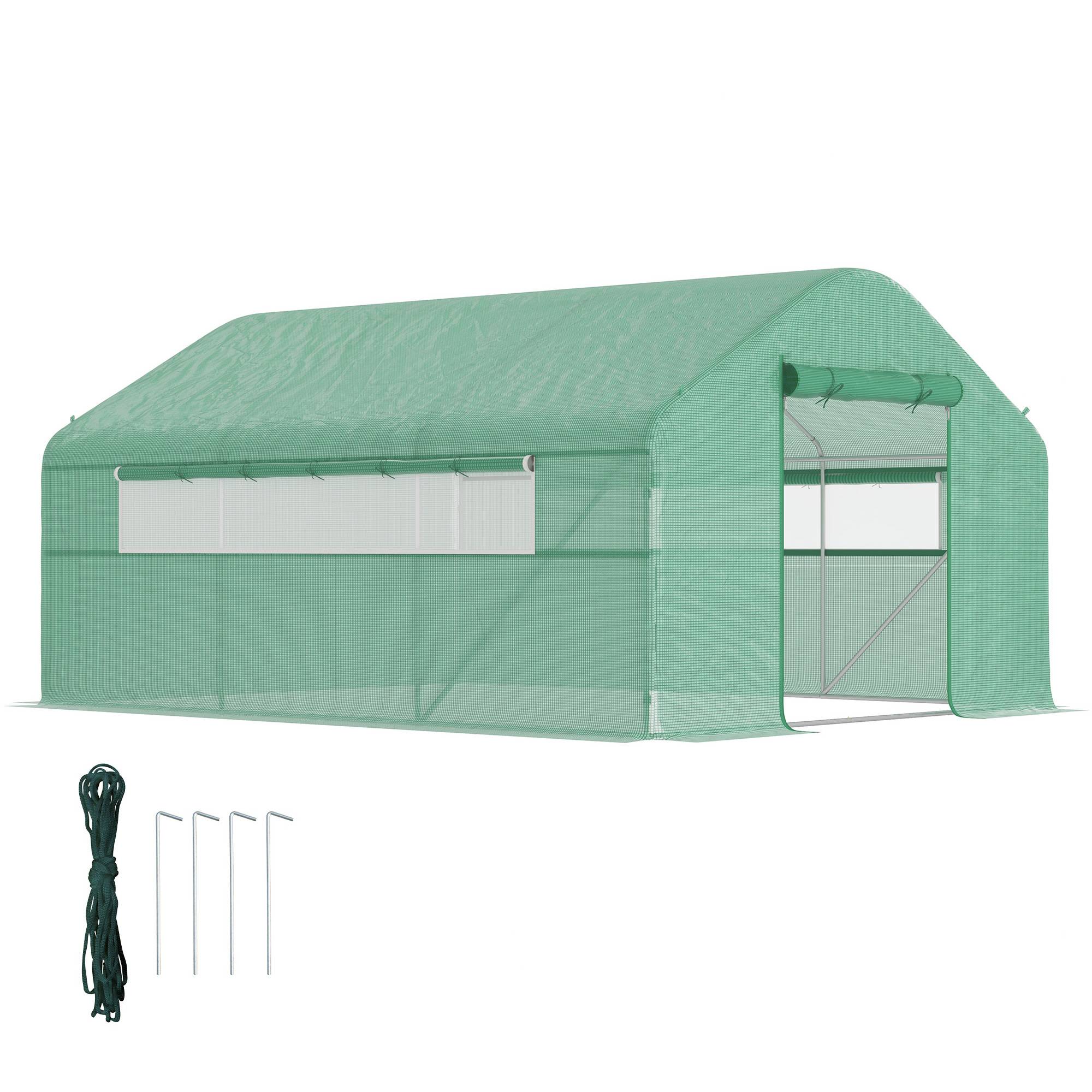 Serre Tunnel de Jardin 12m² Acier Galvanisé 6 Fenêtres Aération Optimale 4x3x2m Vert - ComfortXL Outdoor Living - Image 1