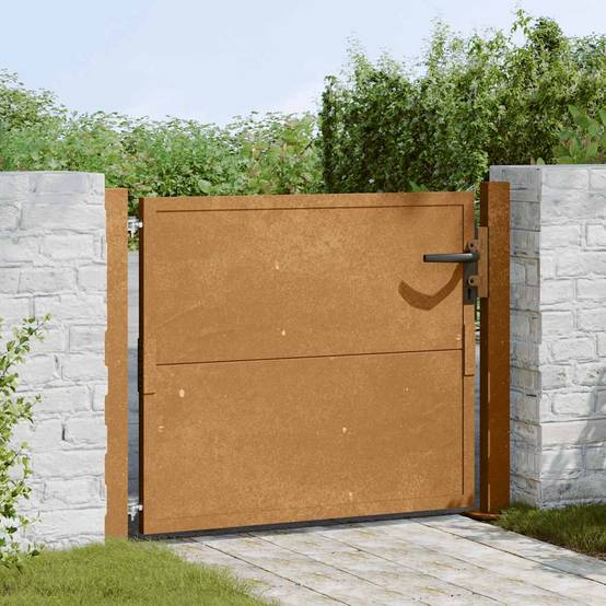 Portail de Jardin Épuré Acier Corten Robuste et Verrouillable pour Clôture Extérieure Brun Rouille 110x105 cm – ComfortXL Outdoor Living - Image 3