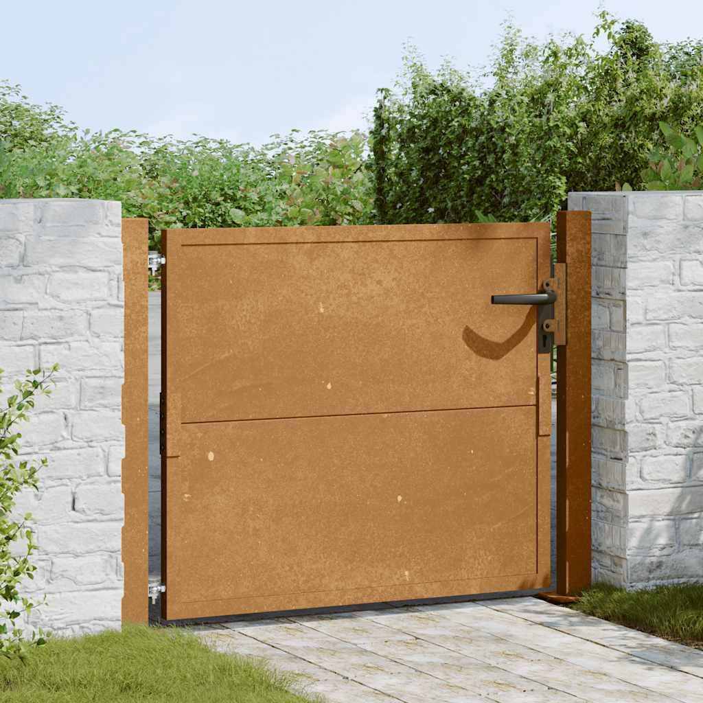 Portail de Jardin Épuré Acier Corten Robuste et Verrouillable pour Clôture Extérieure Brun Rouille 110x105 cm – ComfortXL Outdoor Living - Image 3