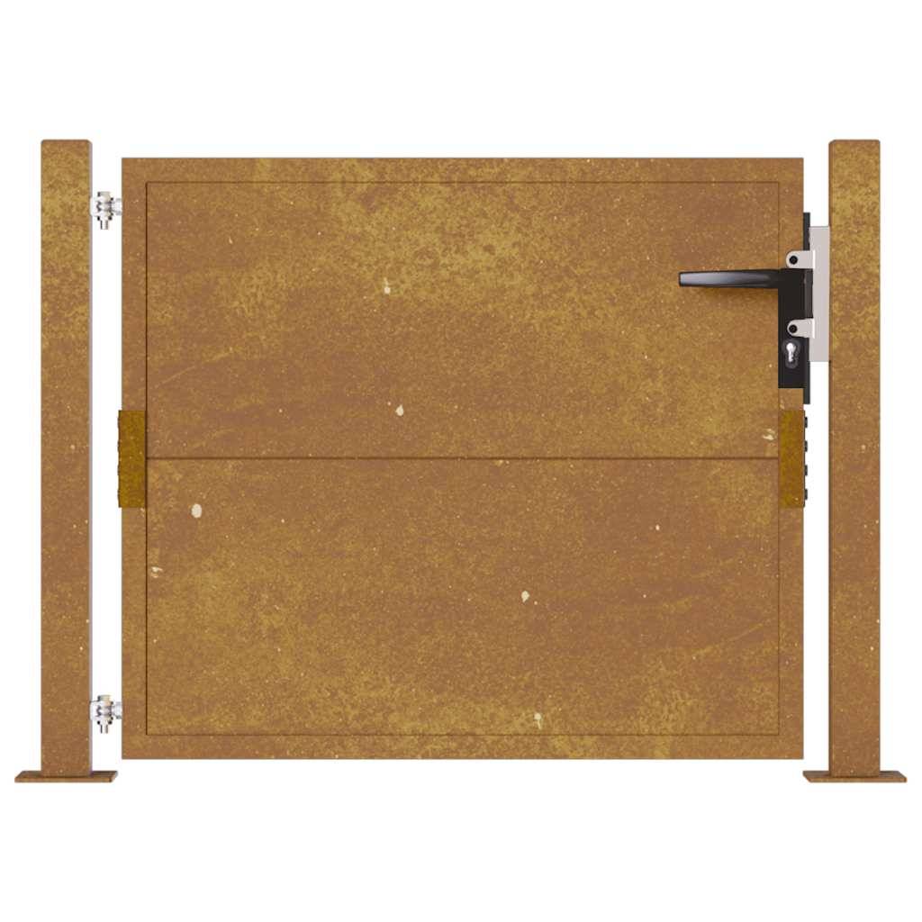 Portail de Jardin Épuré Acier Corten Robuste et Verrouillable pour Clôture Extérieure Brun Rouille 110x105 cm – ComfortXL Outdoor Living - Image 4