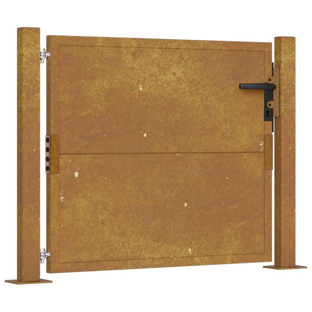 Portail de Jardin Épuré Acier Corten Robuste et Verrouillable pour Clôture Extérieure Brun Rouille 110x105 cm – ComfortXL Outdoor Living - Image 2