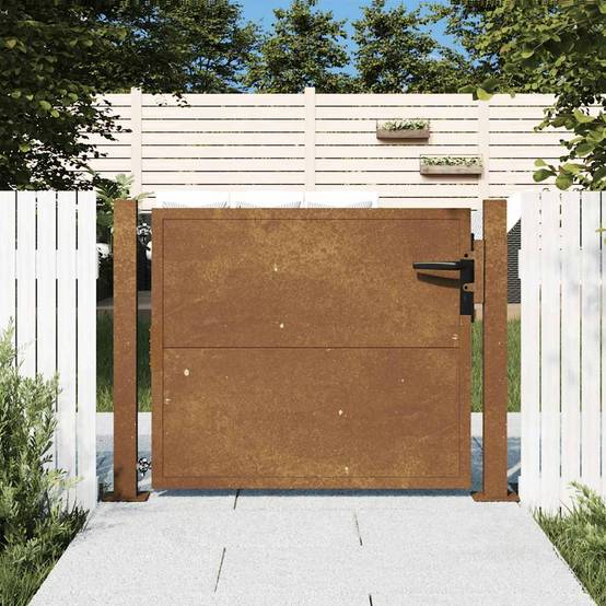 Portail de Jardin Épuré Acier Corten Robuste et Verrouillable pour Clôture Extérieure Brun Rouille 110x105 cm – ComfortXL Outdoor Living - Image 1