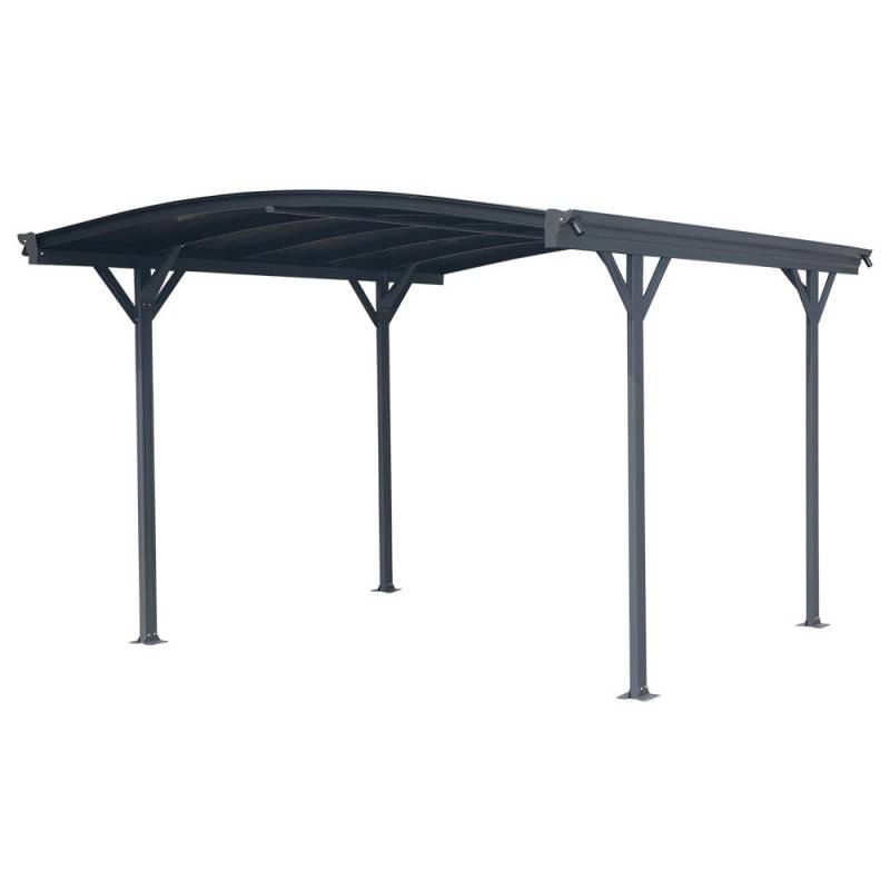 Carport autoportant 10,89 m² aluminium polycarbonate 6mm anthracite X-METAL avec kit d'ancrage - Image 1