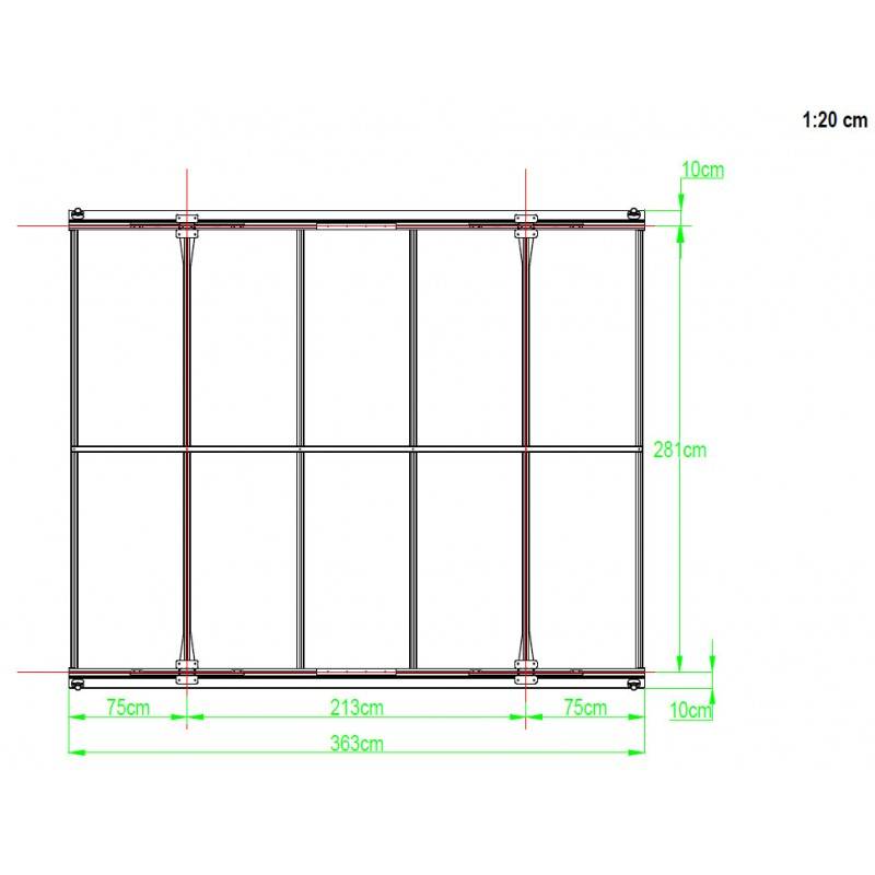 Carport autoportant 10,89 m² aluminium polycarbonate 6mm anthracite X-METAL avec kit d'ancrage - Image 2