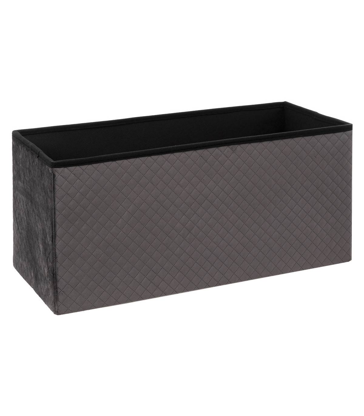 2 en 1 Pouf pliant double et Coffre de rangement en Velours Gris 76 x 38 cm - Image 2