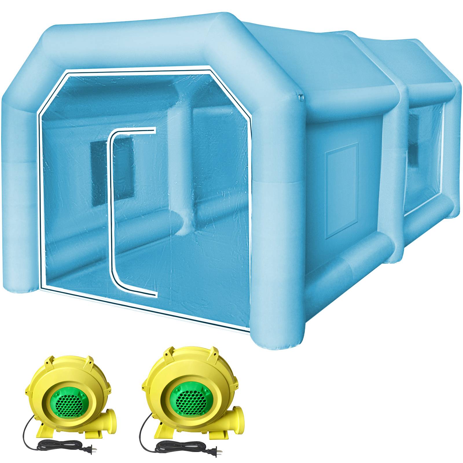 VEVOR Cabine peinture gonflable 4x2.5x2.2m, Oxford 210D, 2 souffleurs, station atelier. - Image 1