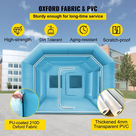 VEVOR Cabine peinture gonflable 4x2.5x2.2m, Oxford 210D, 2 souffleurs, station atelier. - Image 3