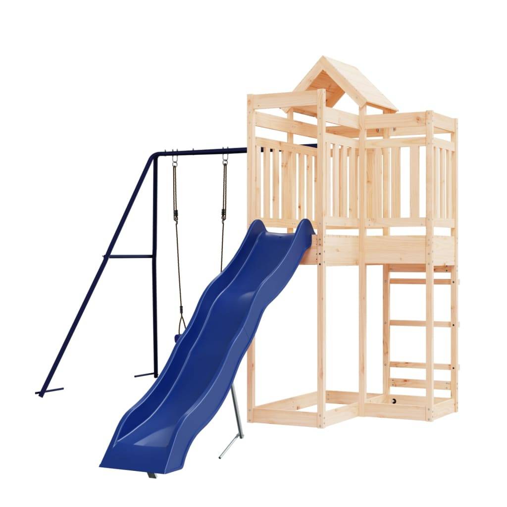 Helloshop26 - Aire de jeux d'extérieur balançoires toboggan portiques robuste jeux jardin 291 x 373 x 238 cm bois de pin massif - Image 1