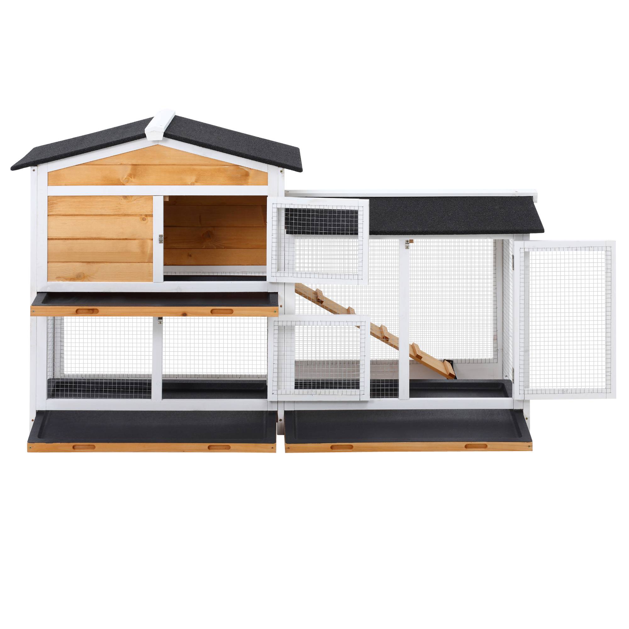 Cage lapins extérieur, maison, rampe, espace ouvert clôturé, jaune/noir - Image 10