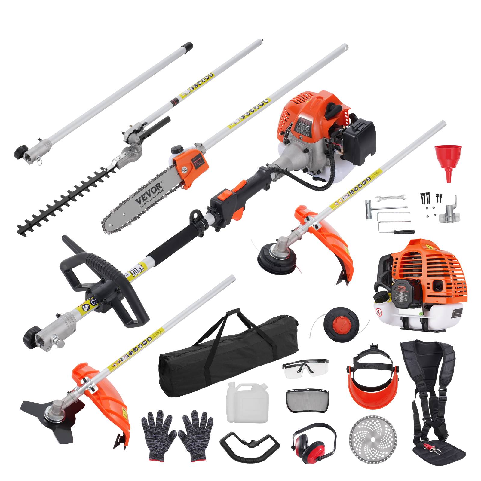 VEVOR Outil coupe multifonction 6 en 1, taille-haie gaz 33cc, pour élagage d'arbustes/branches. - Image 1