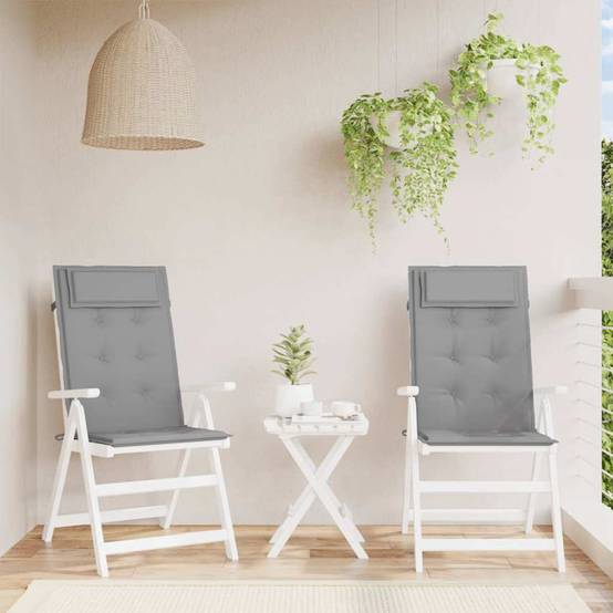 PANGIVO - Lot de 2 coussins de chaise à dossier haut tissu oxford gris 120 x 50 x 3 cm - PANGIVO - Image 1